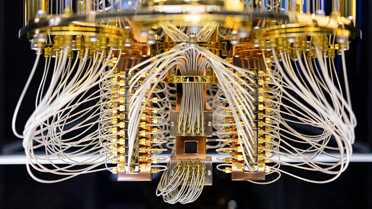 A dilution refrigerator — the workhorse of superconducting quantum computing