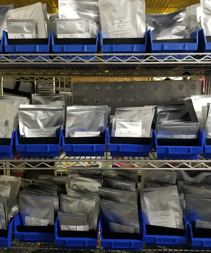Racks of frozen seeds stored in the Dixon National Tallgrass Prairie Seed Bank