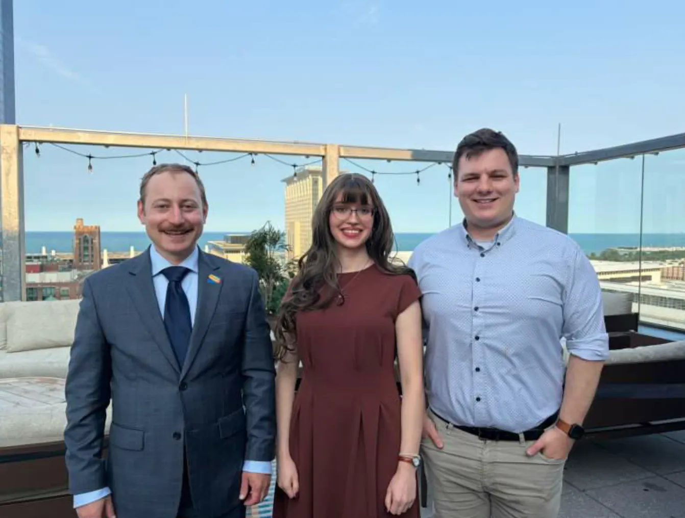 Olivia Asher with fellow SNAPpers David and Brendon on a rooftop in Chicago