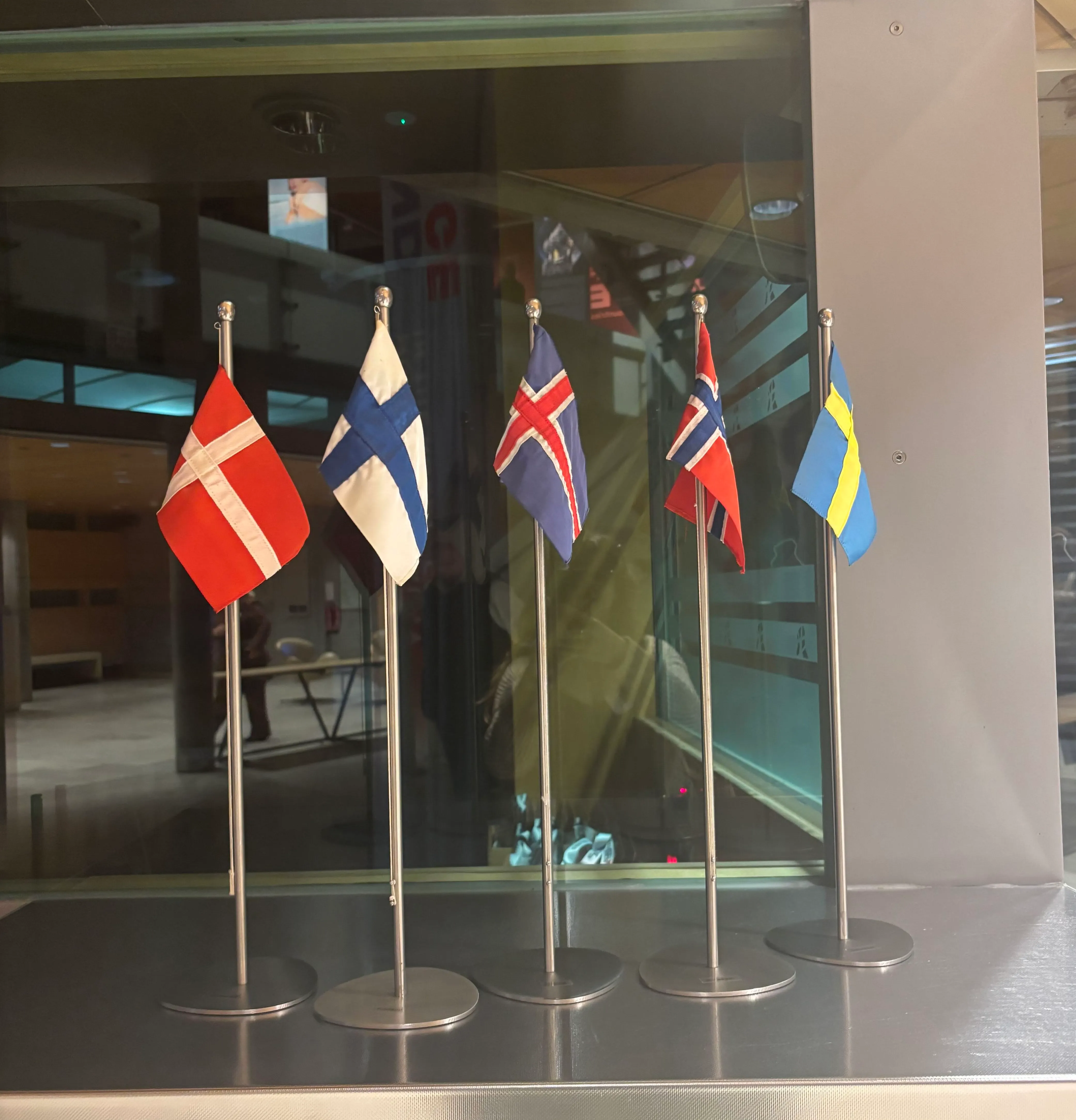 Flags at the event at the Nordic Embassy