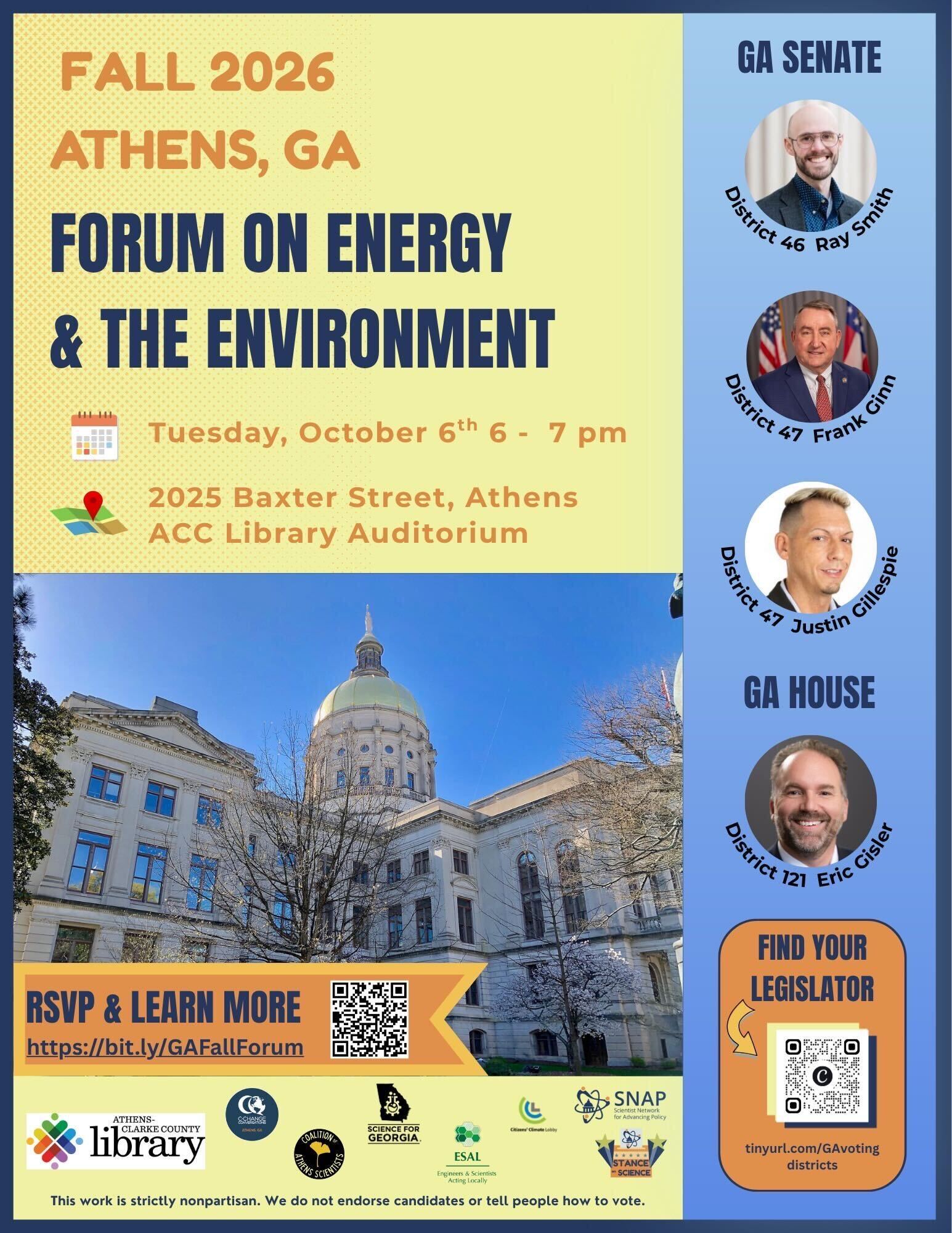 Flyer for Candidate Forum on Energy and the Environment