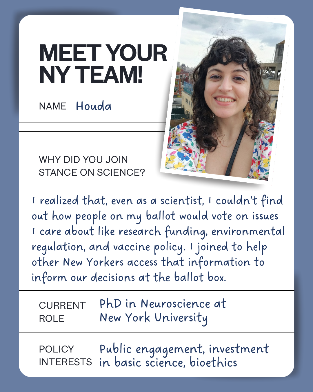 Meet the NY team: Houda — Neuroscience, New York University