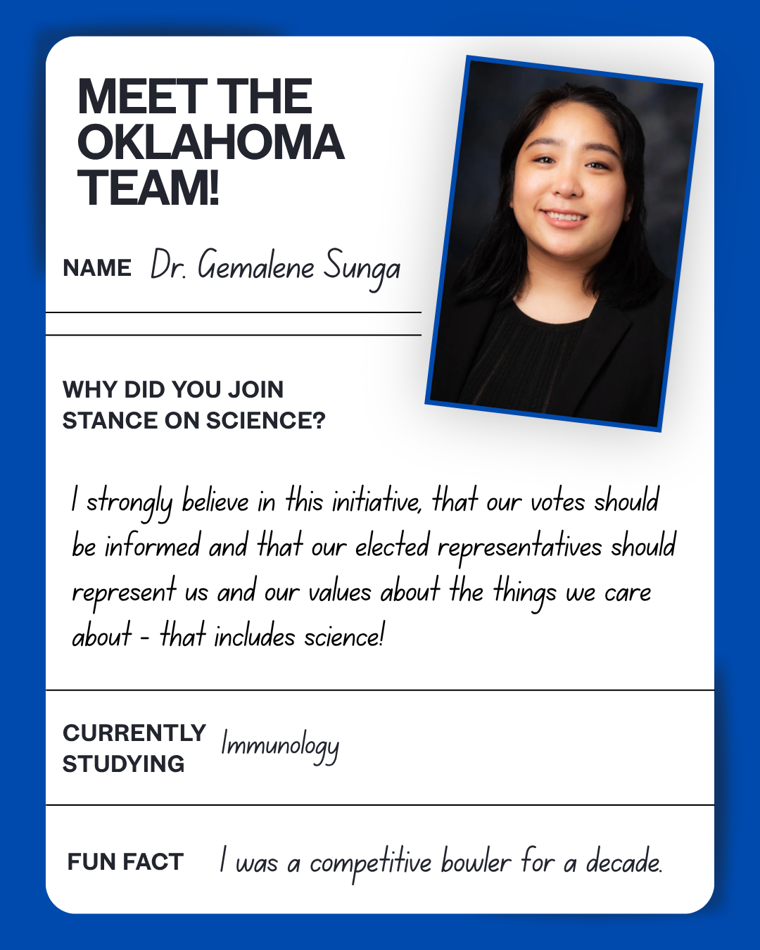 Meet the OK team: Dr. Gemalene Sunga