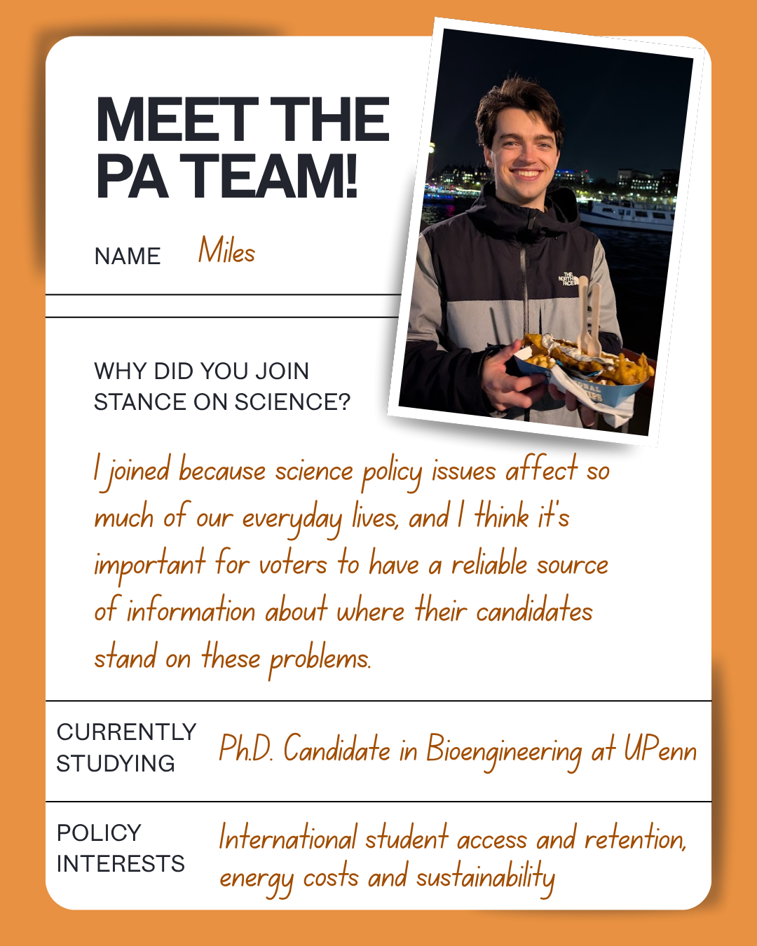 Meet the PA team: Miles — Bioengineering, UPenn