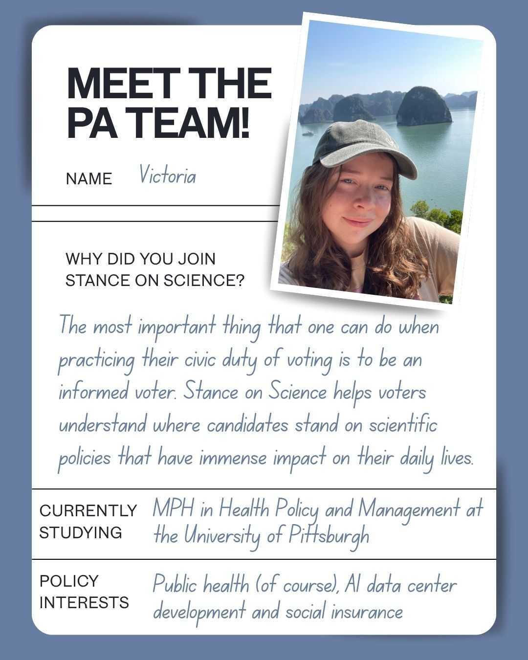 Meet the PA team: Victoria — MPH in Health Policy and Management, University of Pittsburgh